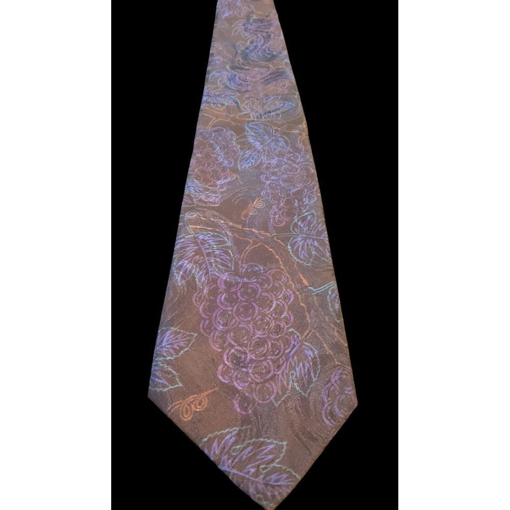 D'EM CRAZY The Winery Vintage 90s 1993 Tie Necktie Grapes Wine Black